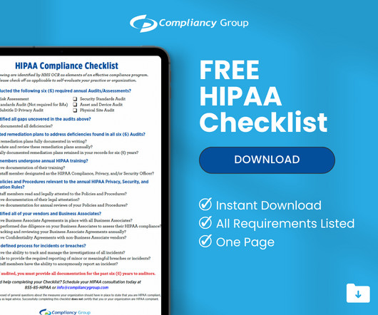 Download Your FREE HIPAA Checklist Now!